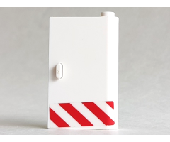 Door 1 x 3 x 4 Right - Open Between Top and Bottom Hinge with Red Danger Stripes Pattern (Sticker) - Set 60023