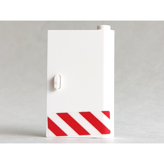 Door 1 x 3 x 4 Right - Open Between Top and Bottom Hinge with Red Danger Stripes Pattern (Sticker) - Set 60023