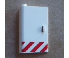 Door 1 x 3 x 4 Left - Open Between Top and Bottom Hinge with Red Danger Stripes Pattern (Sticker) - Set 60023