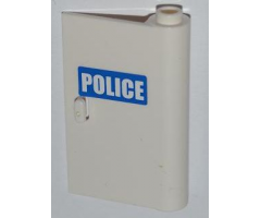 Door 1 x 3 x 4 Right - Open Between Top and Bottom Hinge with White 'POLICE' on Blue Background Pattern (Sticker) - Set 7286