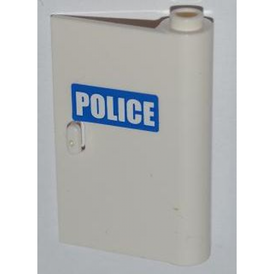 Door 1 x 3 x 4 Right - Open Between Top and Bottom Hinge with White 'POLICE' on Blue Background Pattern (Sticker) - Set 7286
