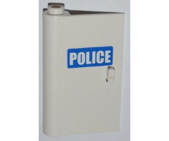 Door 1 x 3 x 4 Left - Open Between Top and Bottom Hinge with White 'POLICE' on Blue Background Pattern (Sticker) - Set 7286