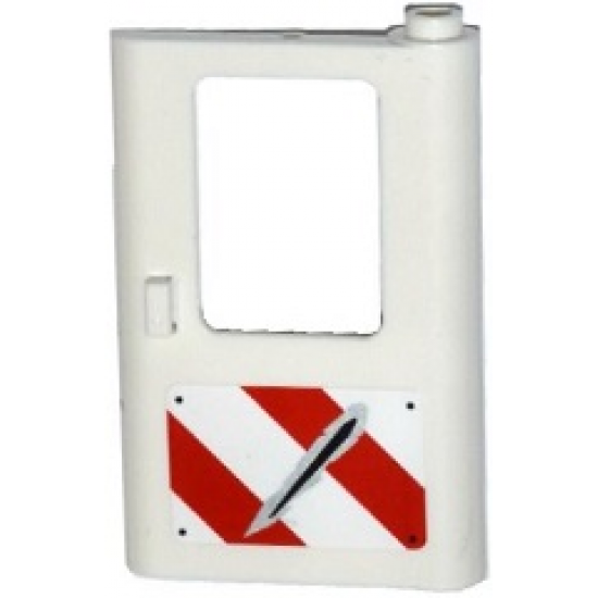 Door 1 x 4 x 5 Train Right with Rivets, Red and White Danger Stripes and Claw Scratch Mark Pattern (Sticker) - Set 75917