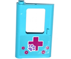 Door 1 x 4 x 5 Train Left with Red Cross and Animal Paw and Flowers Pattern (Sticker) - Set 41125