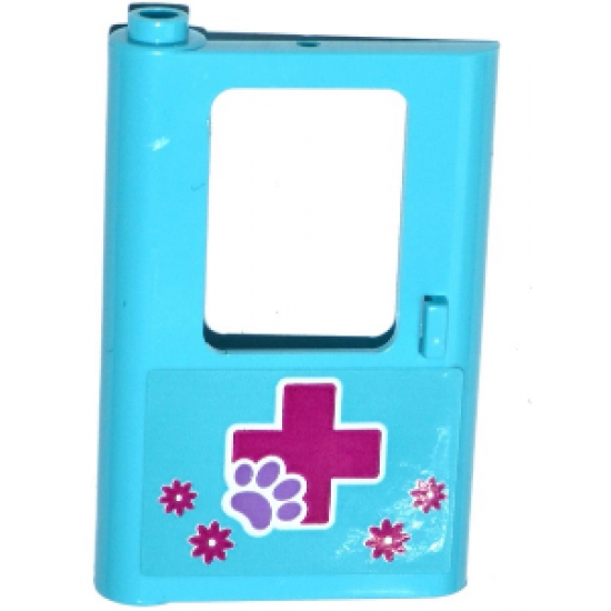 Door 1 x 4 x 5 Train Left with Red Cross and Animal Paw and Flowers Pattern (Sticker) - Set 41125