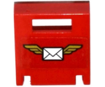 Container Box 2 x 2 x 2 Door with Slot and Envelope with Wings on Red Background Pattern (Sticker) - Set 60100