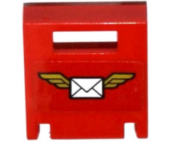 Container Box 2 x 2 x 2 Door with Slot and Envelope with Wings on Red Background Pattern (Sticker) - Set 60100