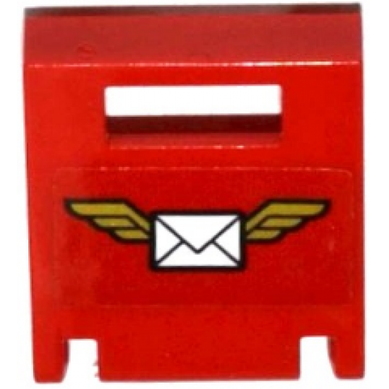 Container Box 2 x 2 x 2 Door with Slot and Envelope with Wings on Red Background Pattern (Sticker) - Set 60100