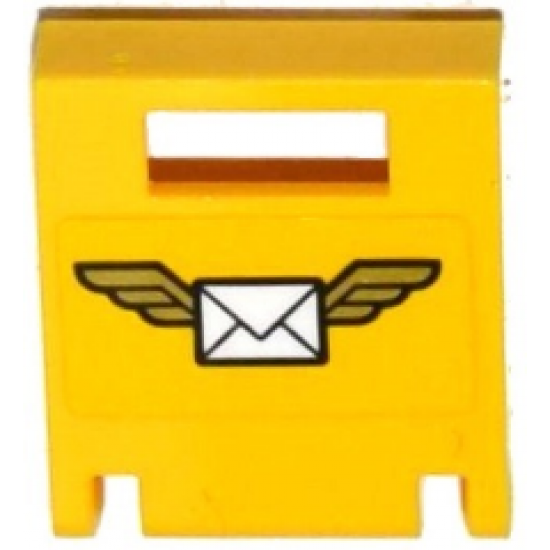 Container Box 2 x 2 x 2 Door with Slot and Envelope with Wings on Yellow Background Pattern (Sticker) - Set 60100