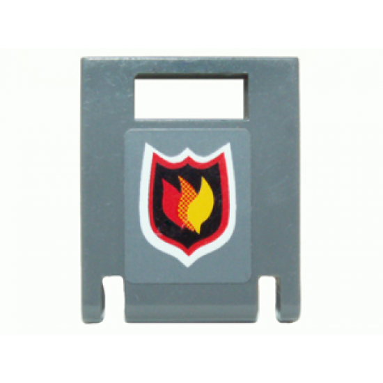 Container Box 2 x 2 x 2 Door with Slot and City Fire Logo Badge on Dark Bluish Gray Background Pattern (Sticker) - Set 7942