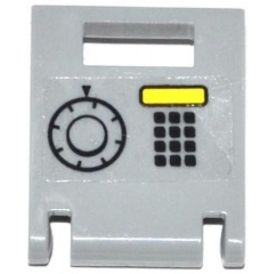 Container Box 2 x 2 x 2 Door with Slot and Keypad, Yellow Rectangle and Safe Combination Dial Pattern (Sticker) - Set 60046