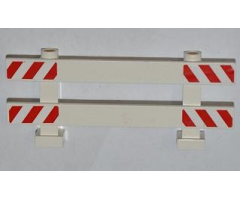 Fence 1 x 8 x 2 2/3 with Red and White Danger Stripes Pattern on Ends (4 Stickers) - Set 4434