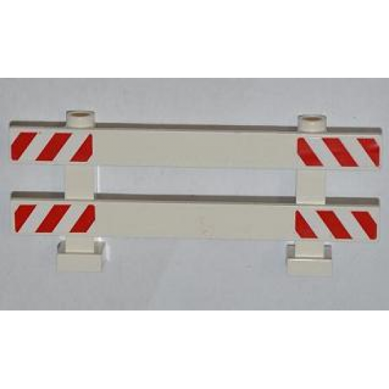 Fence 1 x 8 x 2 2/3 with Red and White Danger Stripes Pattern on Ends (4 Stickers) - Set 4434