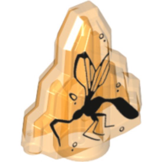 Rock 1 x 2 Crystal Stepped with Black Mosquito Pattern (Dinosaur DNA)