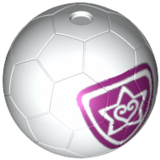 Ball Sports Soccer with 2 Magenta Outlined Heart and Star Pattern