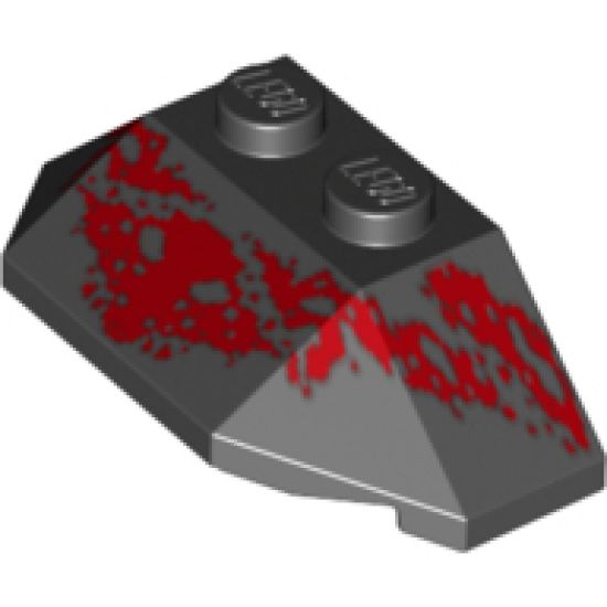 Wedge 2 x 4 Triple with Red Scale Pattern
