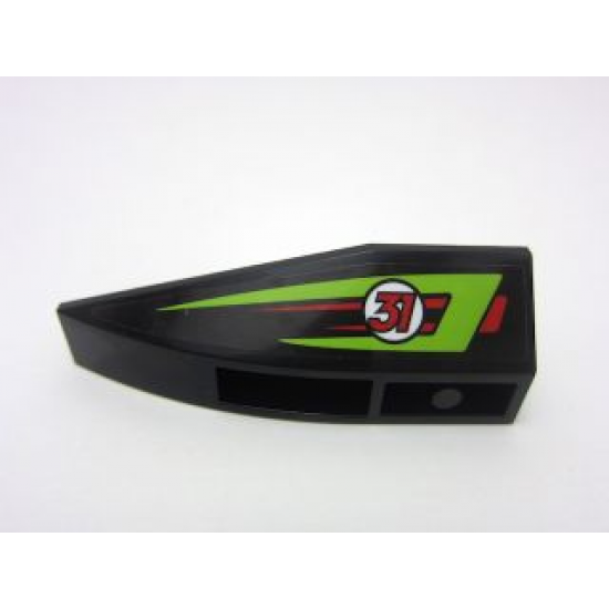 Wedge 6 x 2 Inverted Left with Lime and Red Stripes and Red Number 31 Pattern (Sticker) - Set 60114