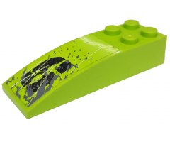 Slope, Curved 6 x 2 with Black '6', Scratches and Splatters Pattern Model Left Side (Sticker) - Set 8961