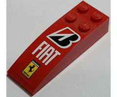 Slope, Curved 6 x 2 with Bridgestone, Fiat and Ferrari Logos on Red Background Pattern (Sticker) - Set 8157