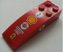 Slope, Curved 6 x 2 with Number 2 and Shell Logo on Top, Vodafone Logo on Both Sides Pattern (Stickers) - Sets 8672 / 8673