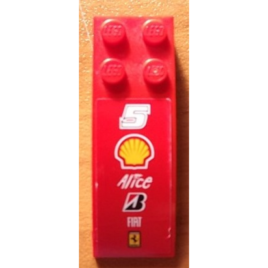 Slope, Curved 6 x 2 with Number 5, Shell, Alice, Bridgestone, Fiat and Ferrari Logos Pattern (Sticker) - Set 8144-2