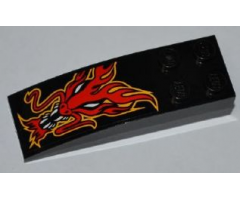 Slope, Curved 6 x 2 with Red Dragon Head Pattern (Sticker) - Set 8227