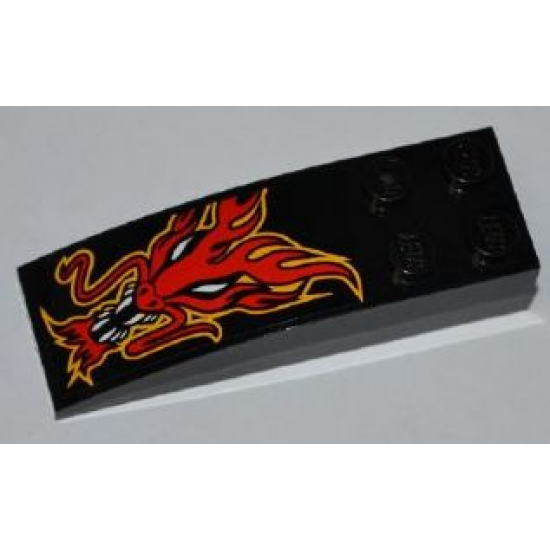 Slope, Curved 6 x 2 with Red Dragon Head Pattern (Sticker) - Set 8227