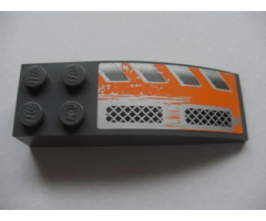 Slope, Curved 6 x 2 with Checkered Plates and Silver / Orange Pattern Model Right (Sticker) - Set 8137