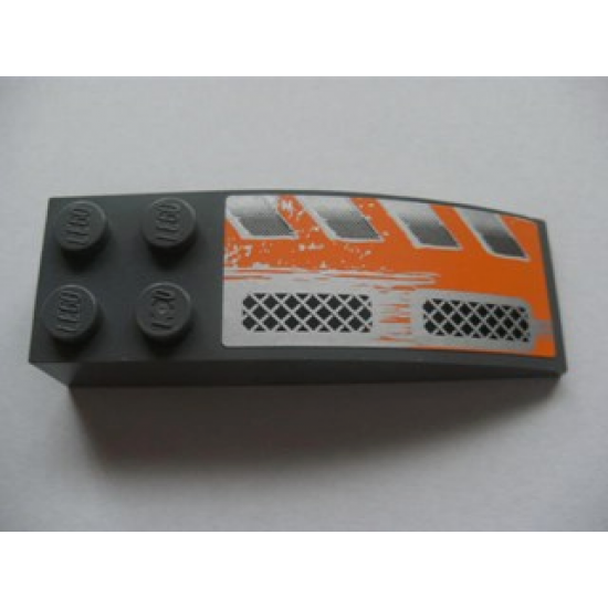 Slope, Curved 6 x 2 with Checkered Plates and Silver / Orange Pattern Model Right (Sticker) - Set 8137