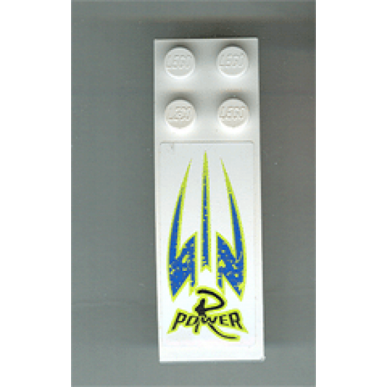 Slope, Curved 6 x 2 with R Power Black, Blue and Lime Pattern (Sticker) - Set 8139