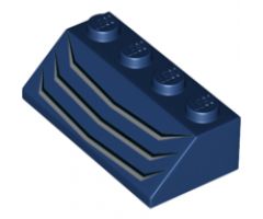 Slope 45 2 x 4 with Metallic Silver Angled Lines Pattern