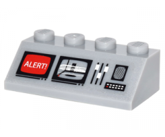 Slope 45 2 x 4 with Red Screen with White 'ALERT', Screen with Room, Switches, Buttons and Speaker Pattern (Sticker) - Set 10937
