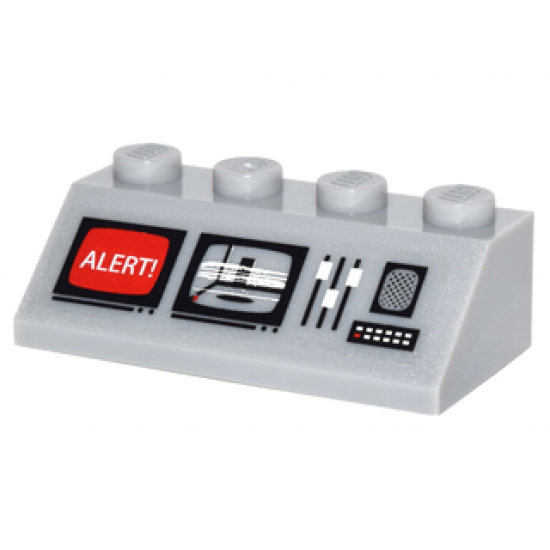 Slope 45 2 x 4 with Red Screen with White 'ALERT', Screen with Room, Switches, Buttons and Speaker Pattern (Sticker) - Set 10937