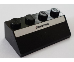 Slope 45 2 x 4 with Bridgestone Logo on White Stripe Pattern (Sticker) - Set 8155