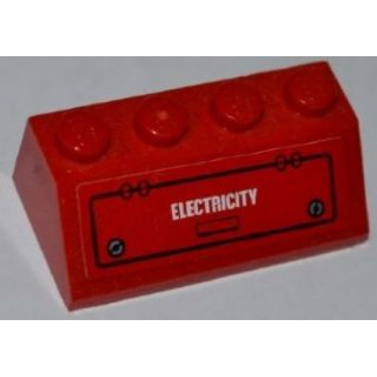 Slope 45 2 x 4 with Hatch and 'ELECTRICITY' Pattern (Sticker) - Set 7643