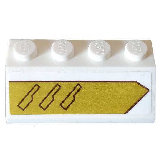 Slope 45 2 x 4 with Vents on Gold Background Pattern Model Left Side (Sticker) - Set 75970