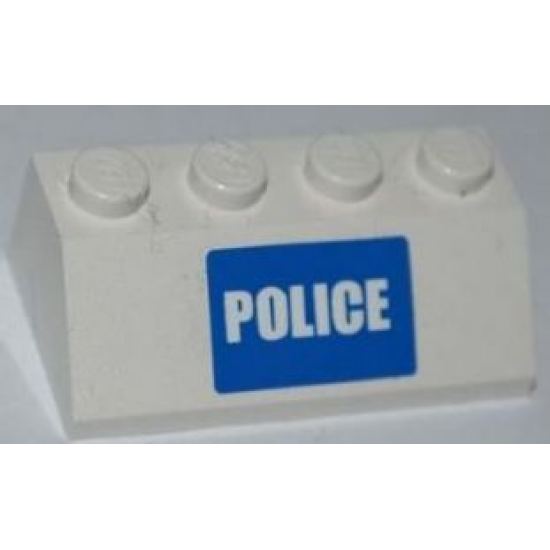 Slope 45 2 x 4 with White 'POLICE' on Blue Background Narrow Pattern (Sticker) - Set 7285