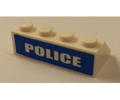 Slope 45 2 x 4 with White 'POLICE' Blue Background Wide Pattern on Backside (Sticker) - Set 7285