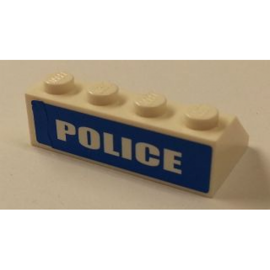 Slope 45 2 x 4 with White 'POLICE' Blue Background Wide Pattern on Backside (Sticker) - Set 7285