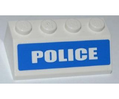 Slope 45 2 x 4 with White 'POLICE' on Blue Background Wide Pattern (Sticker) - Set 7286