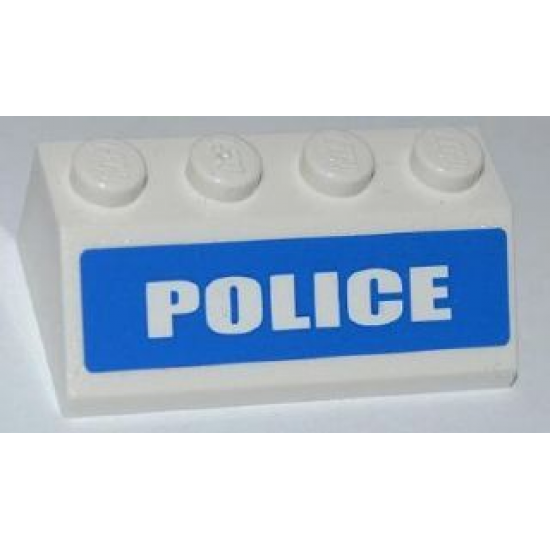 Slope 45 2 x 4 with White 'POLICE' on Blue Background Wide Pattern (Sticker) - Set 7286