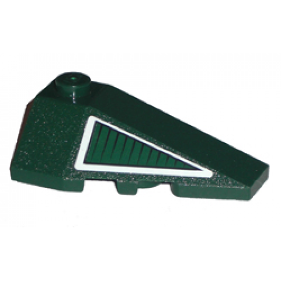 Wedge 4 x 2 Triple Right with Dark Green Triangle with White Border Pattern (Sticker) - Set 8100