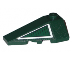 Wedge 4 x 2 Triple Left with Dark Green Triangle with White Border Pattern (Sticker) - Set 8100