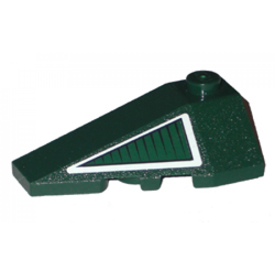 Wedge 4 x 2 Triple Left with Dark Green Triangle with White Border Pattern (Sticker) - Set 8100