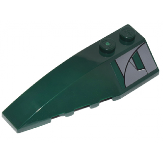 Wedge 6 x 2 Left with Dark Bluish Gray and Dark Green Panel Pattern (Sticker) - Set 8097