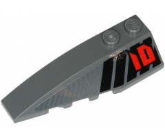 Wedge 6 x 2 Left with Red Number 01 and Black and Silver Stripes Pattern (Sticker) - Set 71713
