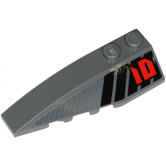 Wedge 6 x 2 Left with Red Number 01 and Black and Silver Stripes Pattern (Sticker) - Set 71713