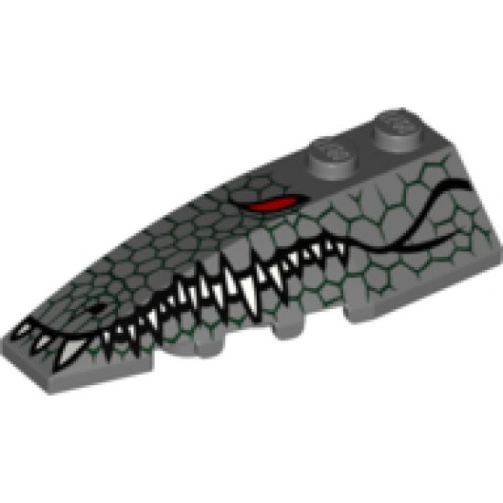 Wedge 6 x 2 Left with Reptile Skin, Red Eye, White Teeth Pattern