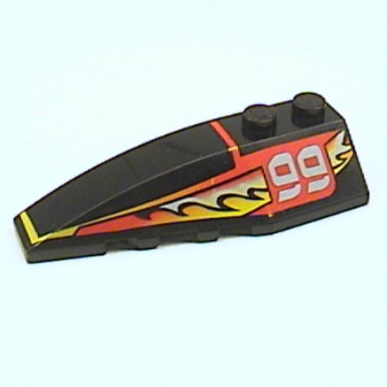 Wedge 6 x 2 Left with Red/Yellow/White Flame and 99 Pattern