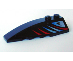 Wedge 6 x 2 Left with Sleek Red and Bluish Silver Pattern (Sticker) - Set 8669